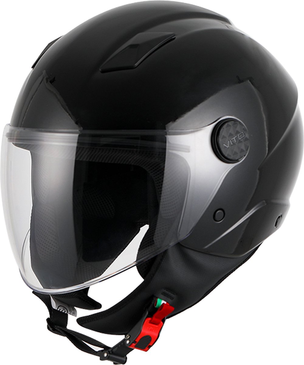 Vito Uno Jethelm - Motorhelm & Scooterhelm - Glans Zwart - Maat S