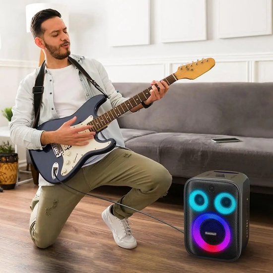 Eszenzics™ Karaoke Partybox - 3-weg Speaker - 120 W - 2 draadloze microfoons - Verlichting kleur en Equalizer via App - Mic en Gitaar input - Zwart van Eszenzics™ — afbeelding 3