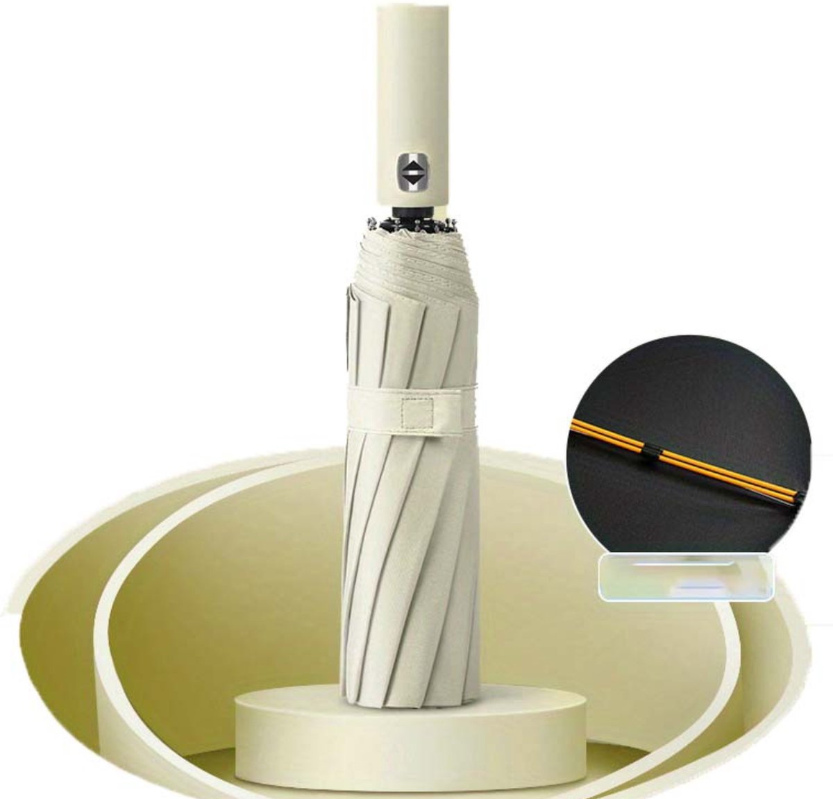 Bovista Windproof Paraplu - Opvouwbaar - Moderne Stormparaplu - Stormproef - Automatisch Uitklapbaar - Umbrella - Beige