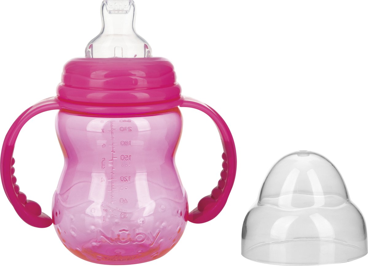 Goedkoopste Nûby Oefenbeker Brede Hals Met Tuit Tritan Roze 240ml 6mnd