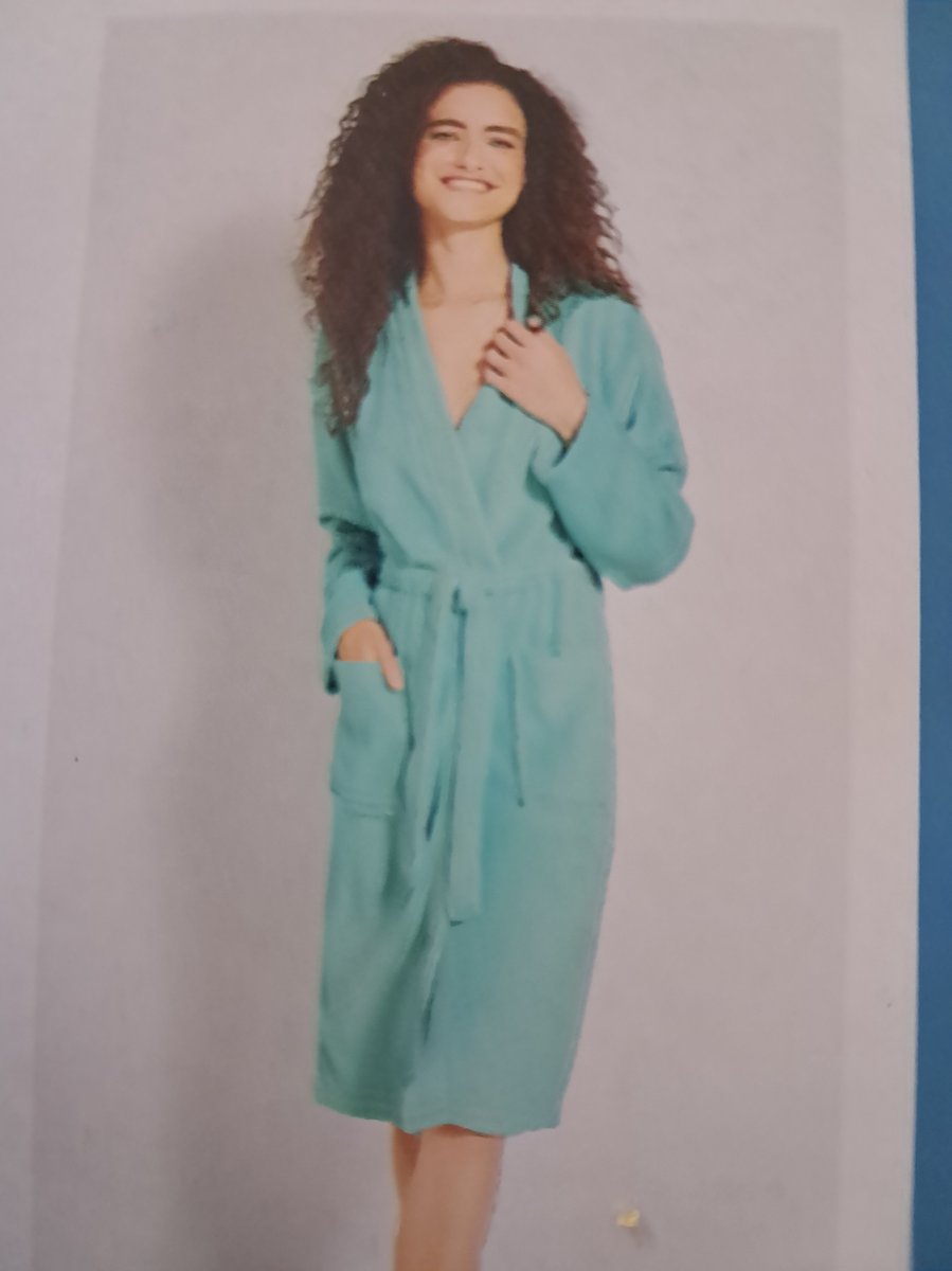 Livarno home Dames Badjas - Maat L - Turquoise - Aangenaam zacht - Met 2 steekzakken en Strikceintuur