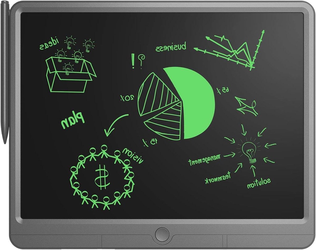 15 inch LCD Schrijftablet voor Volwassenen - Elektronisch Wisbaar Doodle Tekenbord - Grijze Kleur