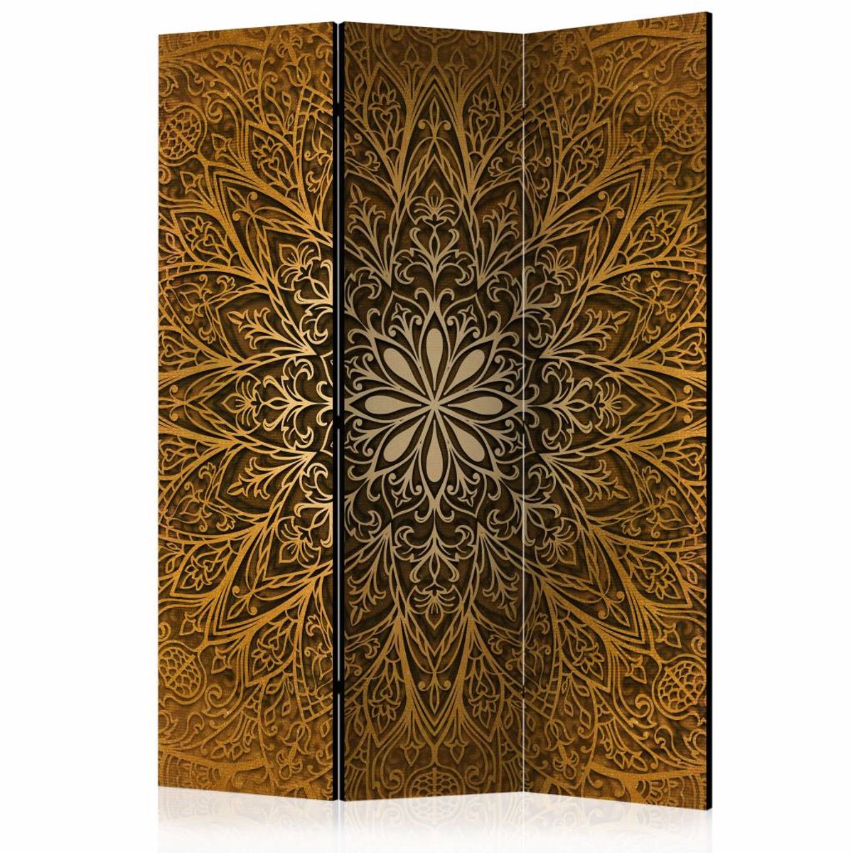 Vouwscherm / Kamerscherm - Bruine Mandala 135x172 cm , gemonteerd geleverd dubbelzijdig geprint