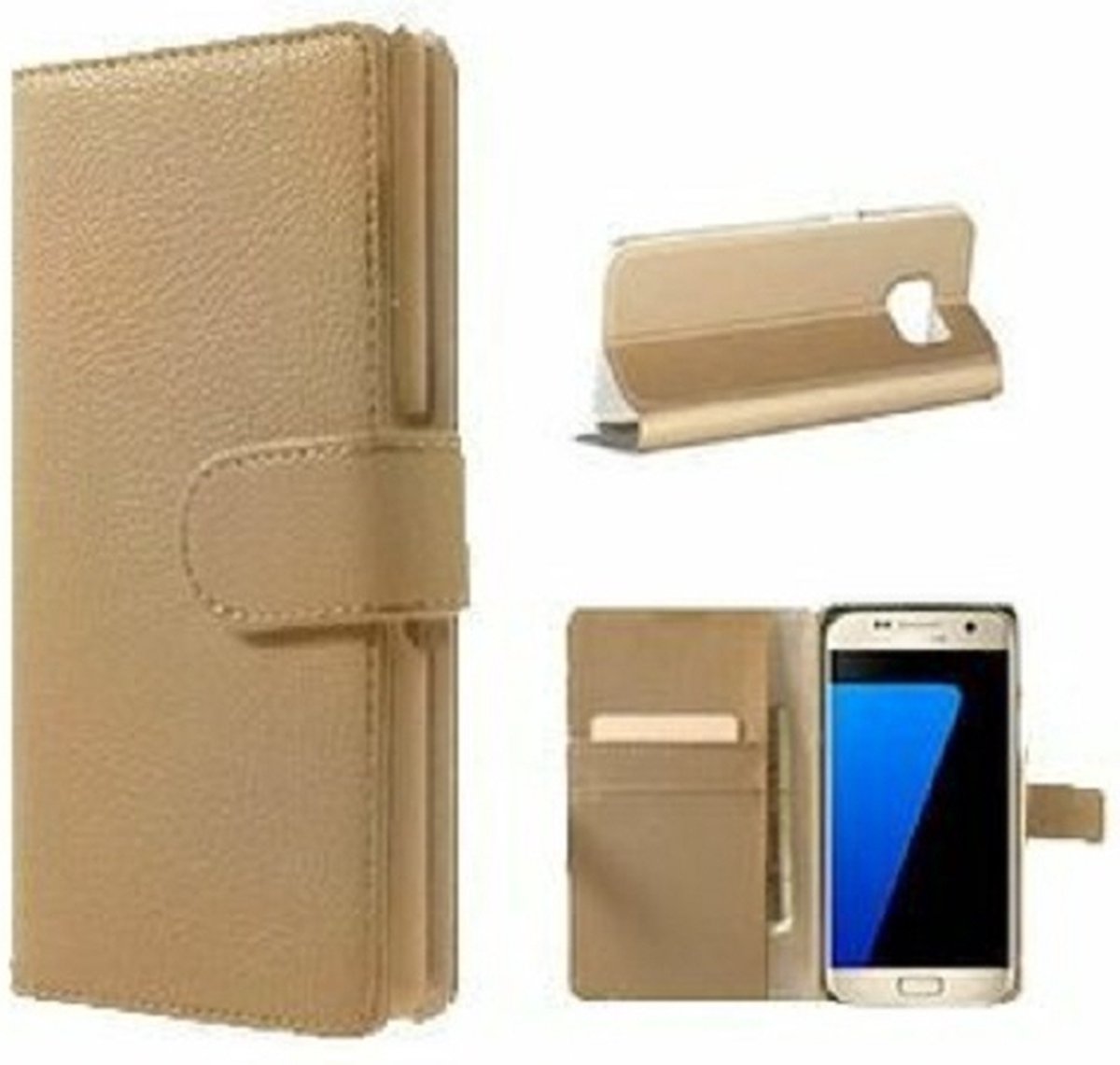 Samsung S7 Hoesje Met Pasjeshouder Bookcase Goud