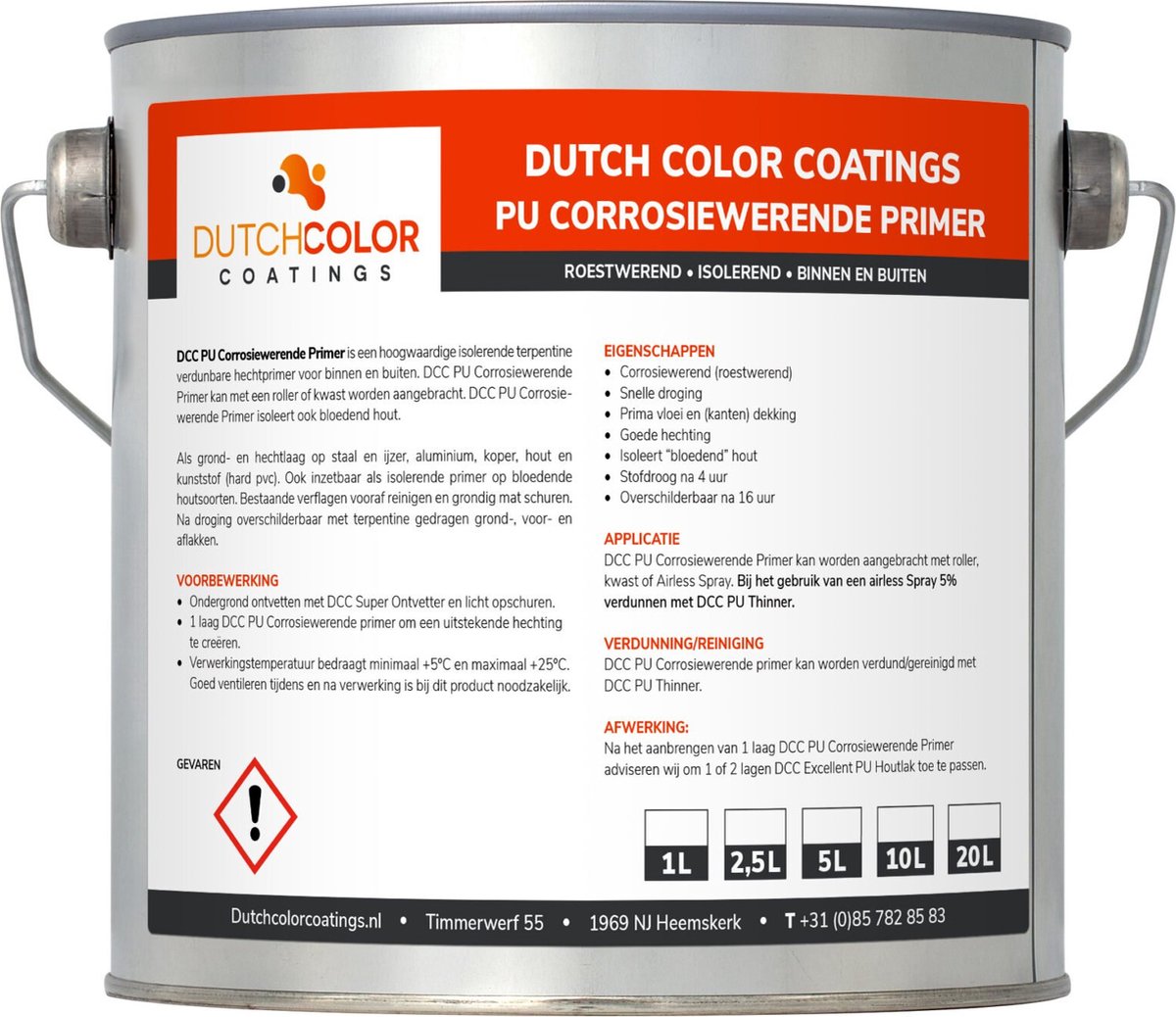 DCC PU Corrosiewerende Primer - 5L - RAL 9005 | Gitzwart
