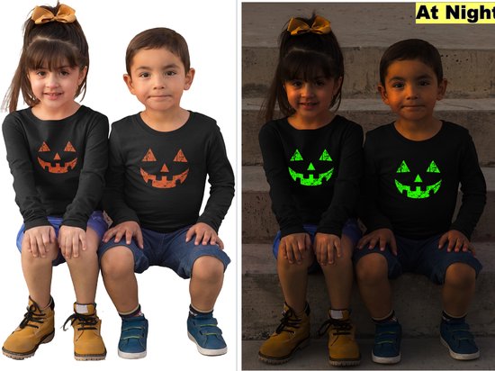 Halloween Kostuum / T-shirt voor kinderen Zwart & Neon Oranje