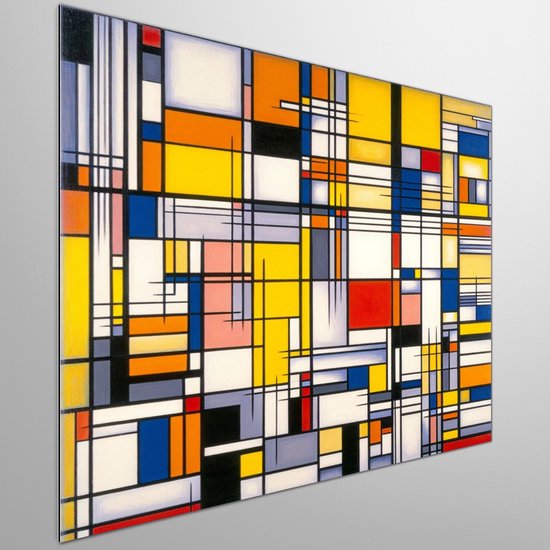 Modern mondriaan schilderij | Abstract geometrisch meesterwerk geïnspireerd op de kunst van Mondriaan | Kunst - 30x30 centimeter op Canvas | Foto op Canvas