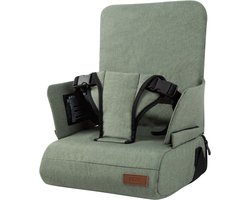 foto van Novi Baby® Maddy Stoelverhoger - Green Melange - Inclusief bevestigingsriem