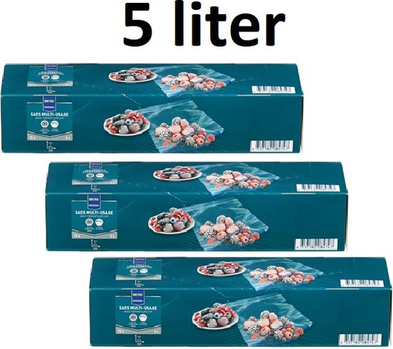 Sacs de congélation professionnels avec fermeture éclair - 30 x sacs de congélation 5 litres - 27,5 x 40 cm - Sacs pour aliments frais - Sacs étanches à fermeture éclair - Sacs à sandwich - Sacs ziplock - Sacs refermables