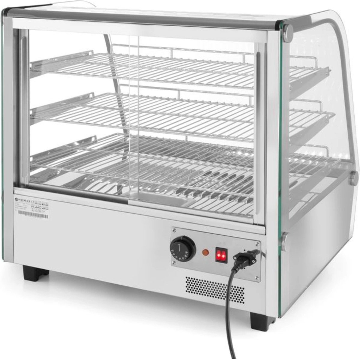 HENDI Warmhoudvitrine – 160 Liter – Dubbel Glas – LED Verlichting – RVS – 885x570x680 mm