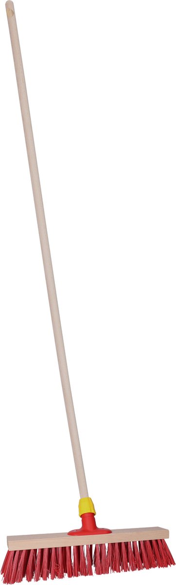 Goedkoopste Brumag Straatbezem Dirtmaster voor buiten terrein - Bezemkop harde haren - rood - 40 cm breed - Houten steel van 139 cm