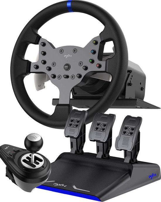 PXN - V99 - High end Race Stuur - Met Pedalen en Shifter - Force Feedback - Game Stuur - Geschikt voor PS4 - Xbox One - PC - Xbox Series X|S - PS3 - Nintendo Switch - Met App
