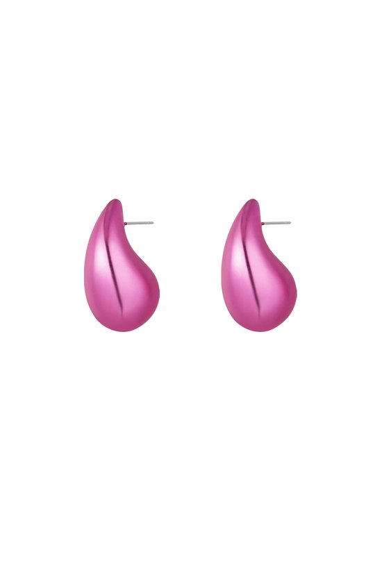 Kleurrijke druppel oorbellen - fuchsia