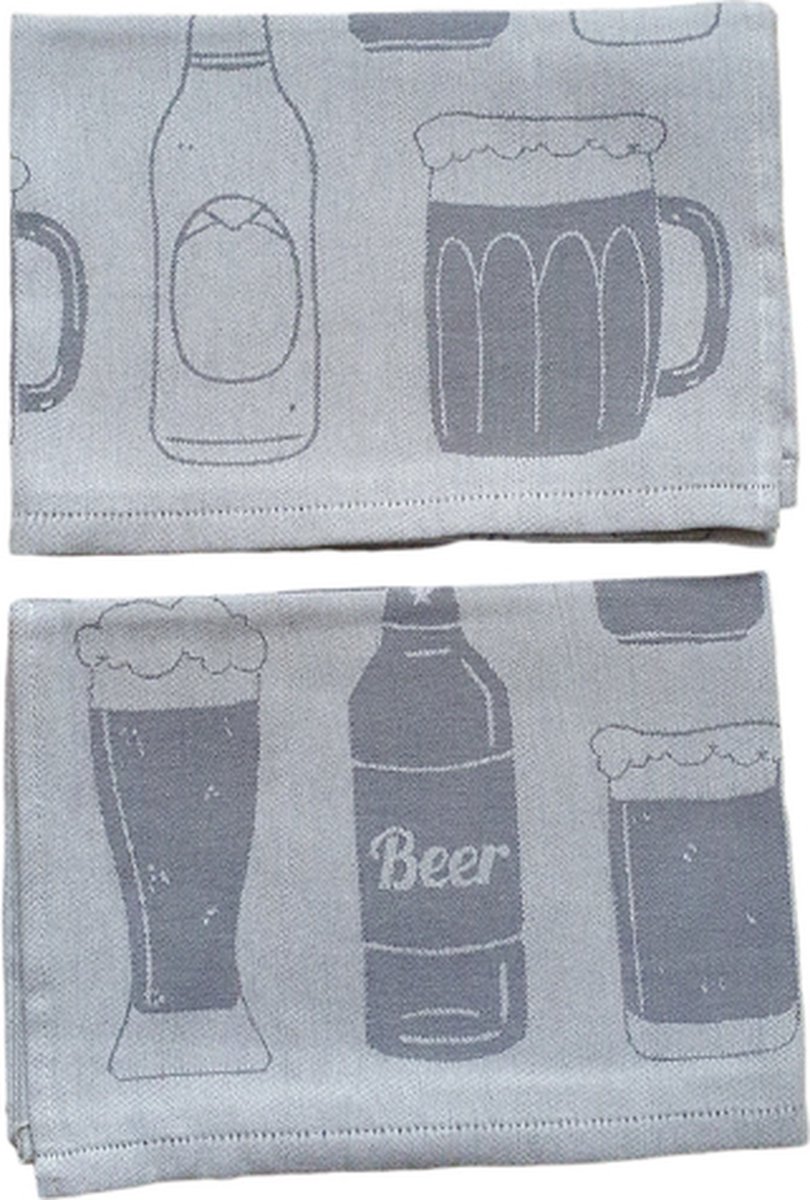 lasa Home Theedoek beer print grijs