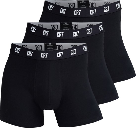 CR7 Heren Boxershorts Effen Zwart 3-Pack - Maat L