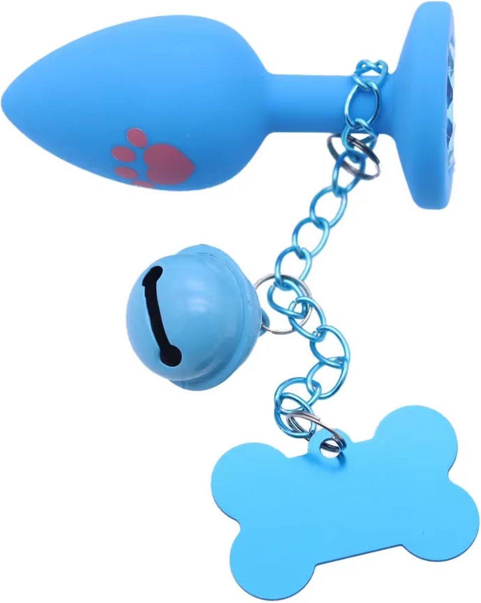 Goedkoopste Blauwe Puppy Play Buttplug – Siliconen – Met Bel en Hondenbotje