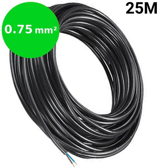 Installatiekabel 2 x 0,75mm² 230V 25m rol – voor binnengebruik