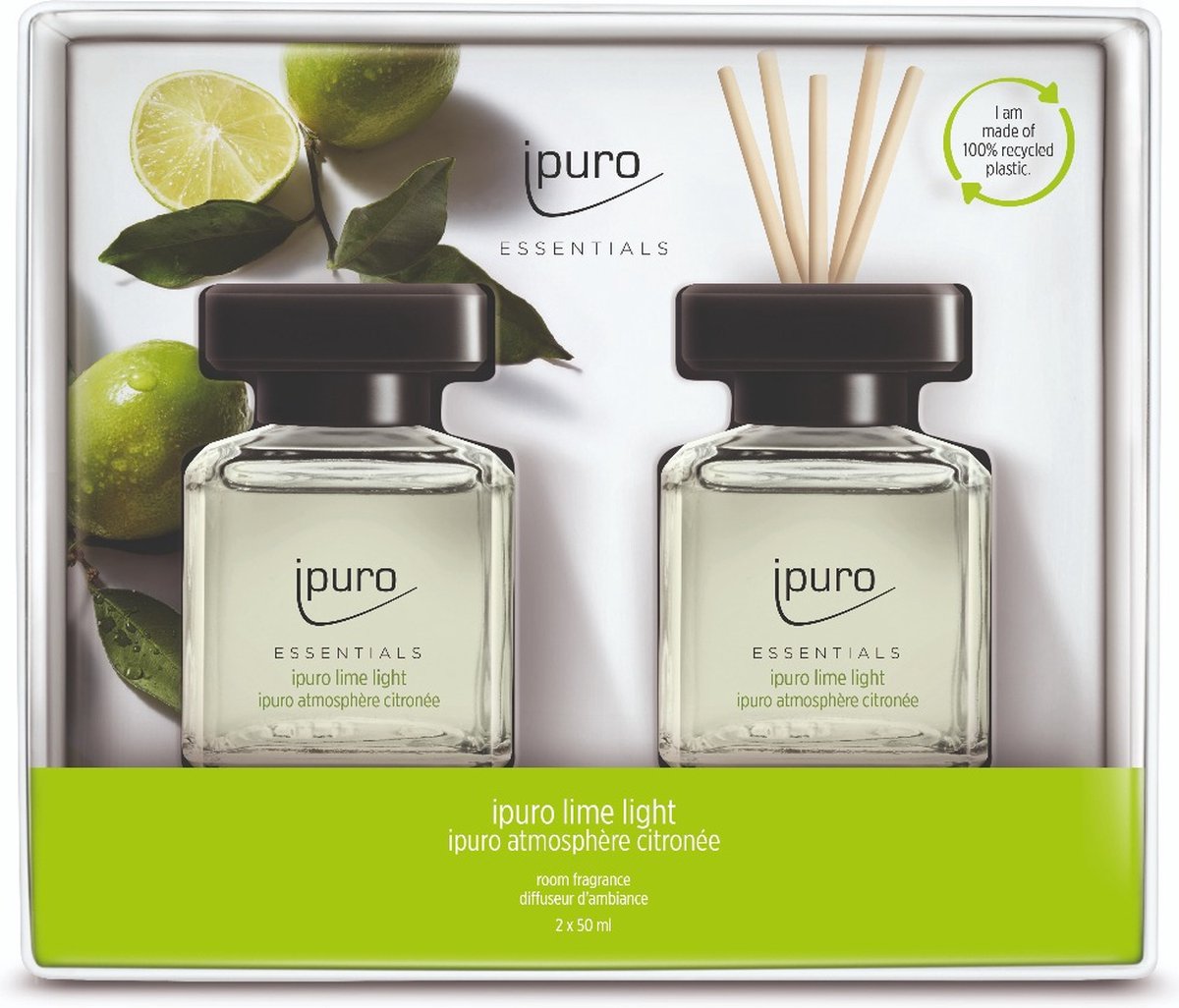 Goedkoopste Ipuro Geurstokjes Essentials Lime Light 50 ml - 2 Stuks