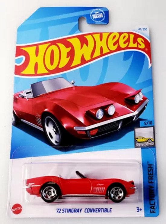 HOT WHEELS '72 STINGRAY CONVERTIBLE RACING ROUGE 47/250 1:64 HW FACTORY FRESH 5/10