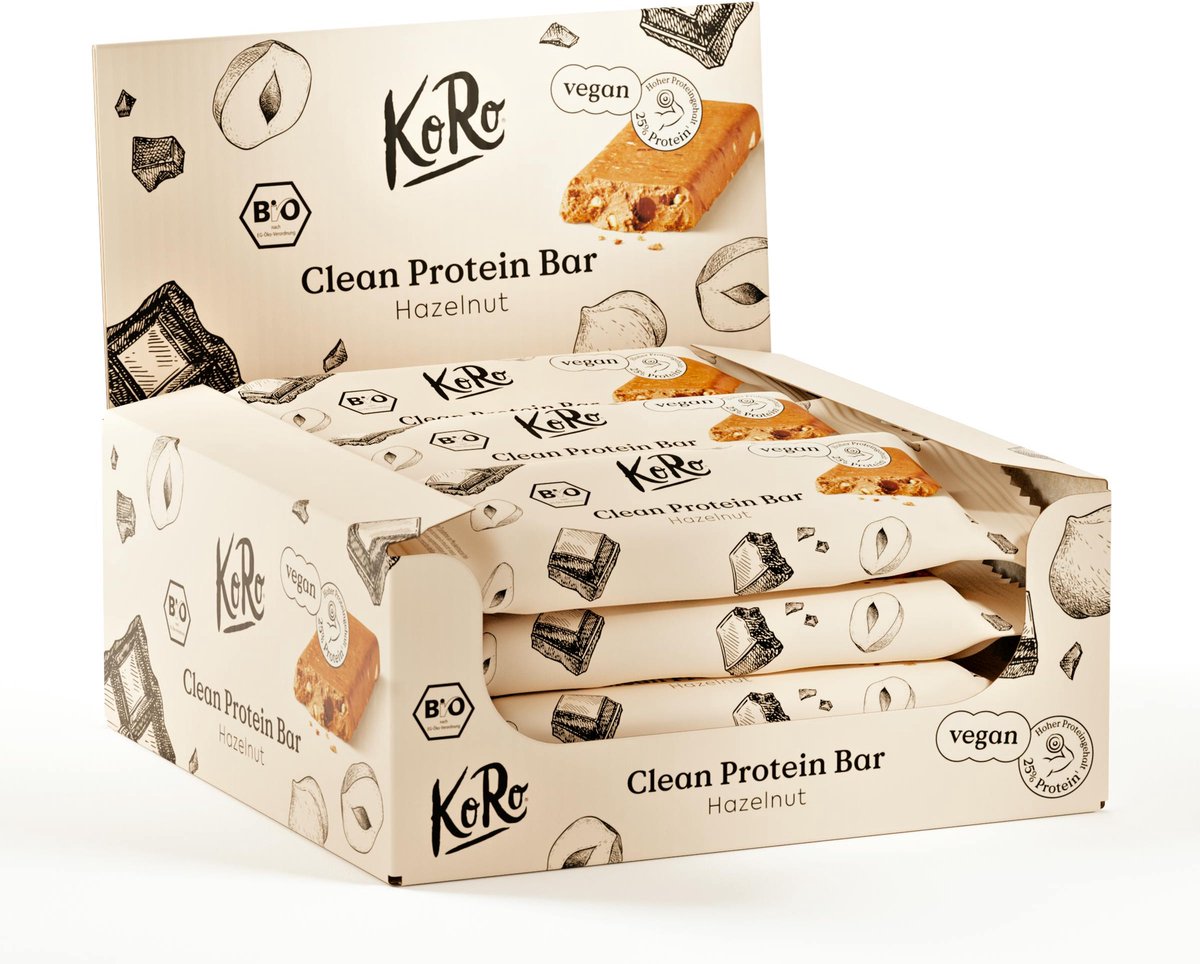 Goedkoopste KoRo | Bio vegan protein bar hazelnoot 12 x 60 g