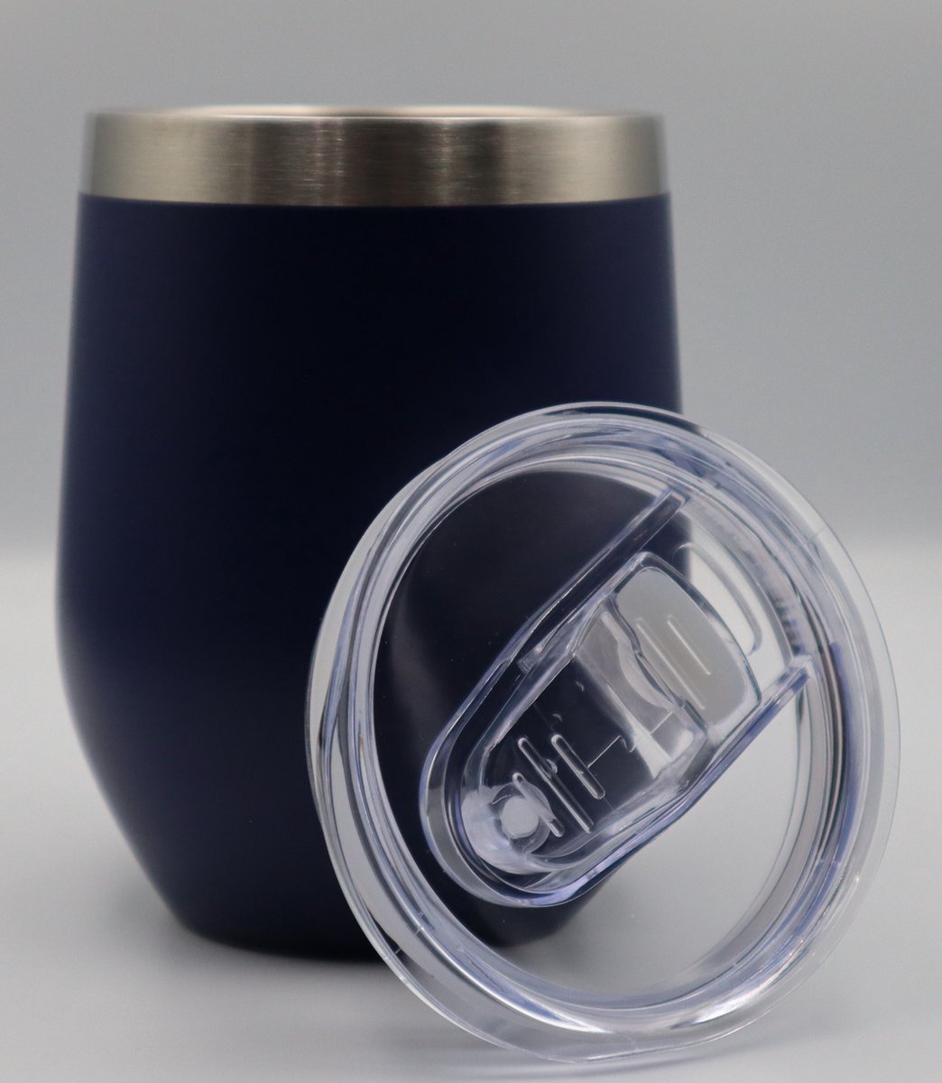 Donker blauwe thermos koffiebeker - isolerend - antidrup
