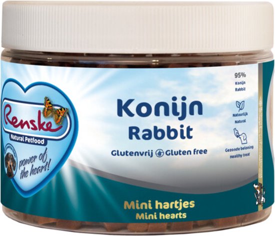 Renske Gezonde Beloning Mini Hartjes Hond Konijn 300 gr