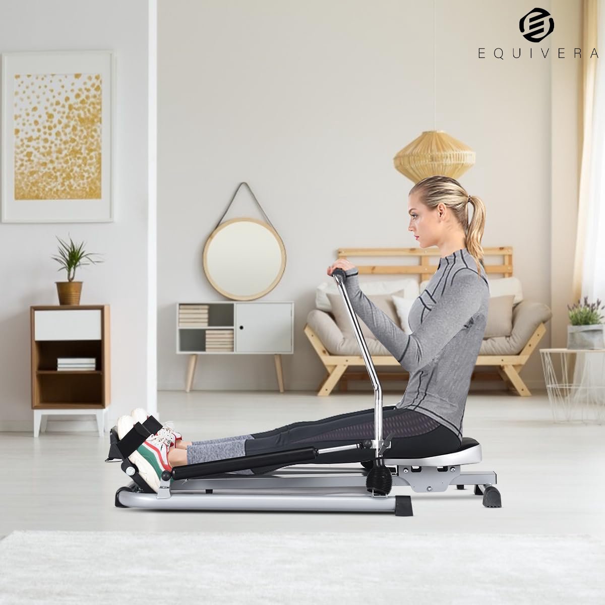 Afbeelding 2 van Equivera Roeimachine - Roei Apparaat - Roeimachine voor Thuis - Roeien - Fitness Machine
