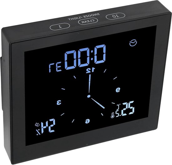 Wandklok voor badkamer douche - waterdichte hygrometer - zwart - timer achteruitversnelling douche timer