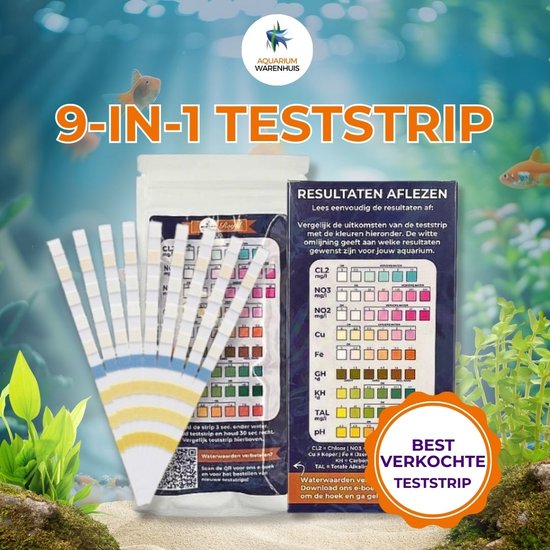 AquaCheck - Royal 9-in-1 aquarium teststrips - Inclusief GRATIS e-boek met oplossingen - 100 teststrips, 900 testen - Meet de belangrijkste waterwaarden