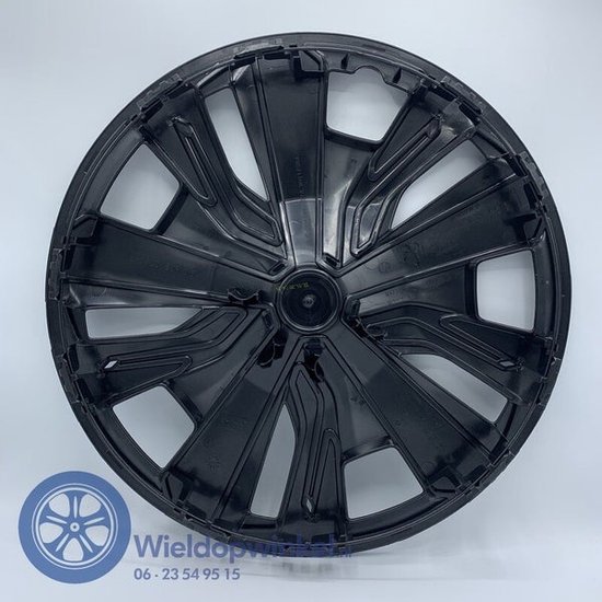 Originele 16-inch zwarte Peugeot wieldop met een complex spakenontwerp.