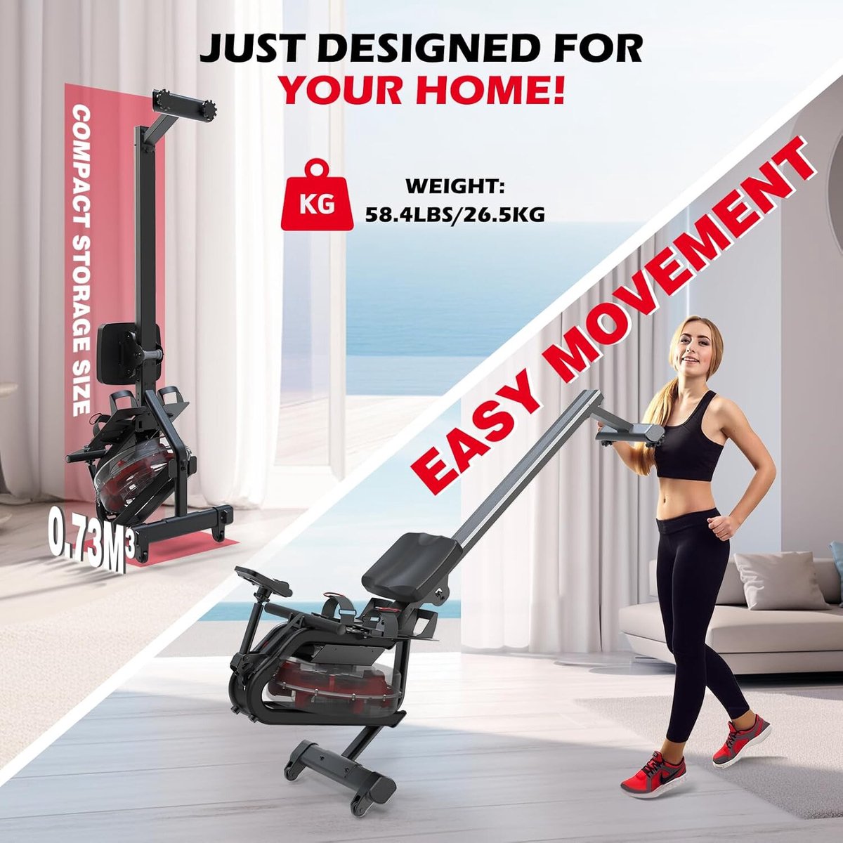 TODO 3-in-1 roeimachine voor thuis, multifunctionele roeimachine met 2