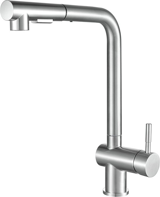 Robinet de cuisine Mawialux | Bec extractible | Acier inoxydable brossé | ML-606KK-acier inoxydable