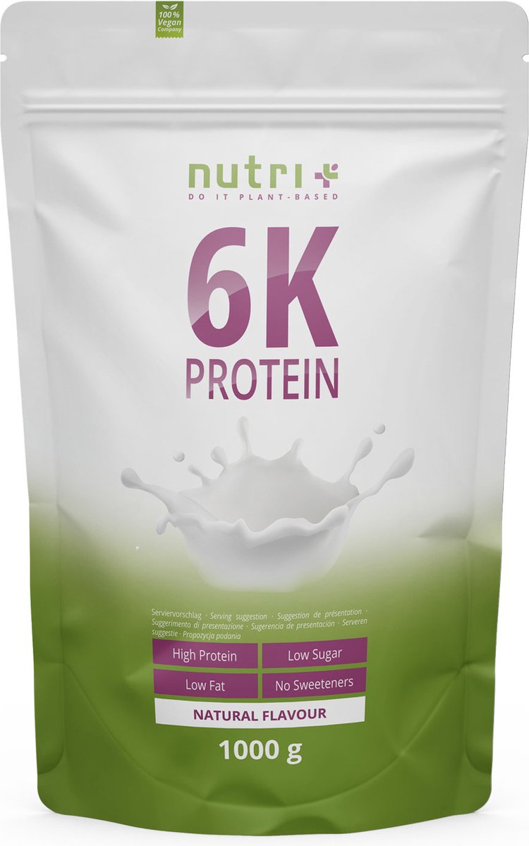 Goedkoopste nutri 6K Protein - Eiwitpoeder Natural - Veganistisch proteïne poeder - met eiwitten uit zes plantaardige grondstoffen - Eiwit Shake - 1000 g