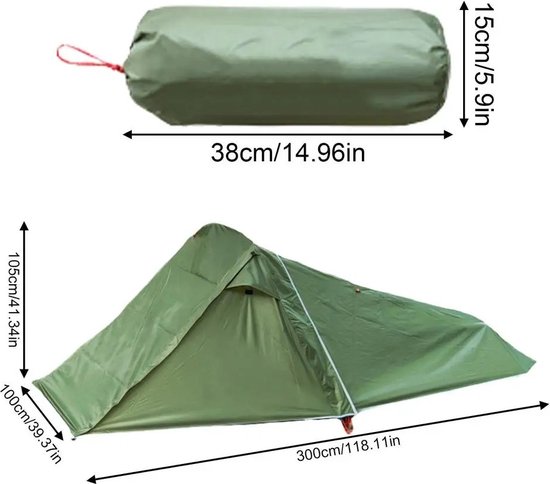 Carlovo Tent - Tunneltent - Koepeltent - Tunneltent - Ultralichte Tent - 2 Persoons Tent - Outdoor - Waterdicht en Winddicht - Groen van Carlovo — afbeelding 2
