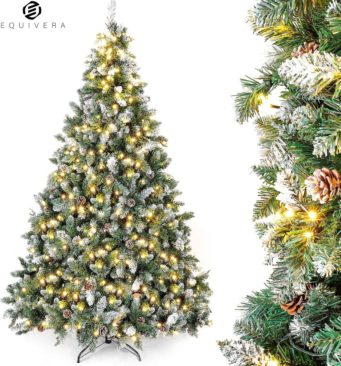 Equivera Kerstboom met Verlichting en Sneeuw - Kerstboom - Kerstboom met Sneeuw - Kerstboom met Verlichting