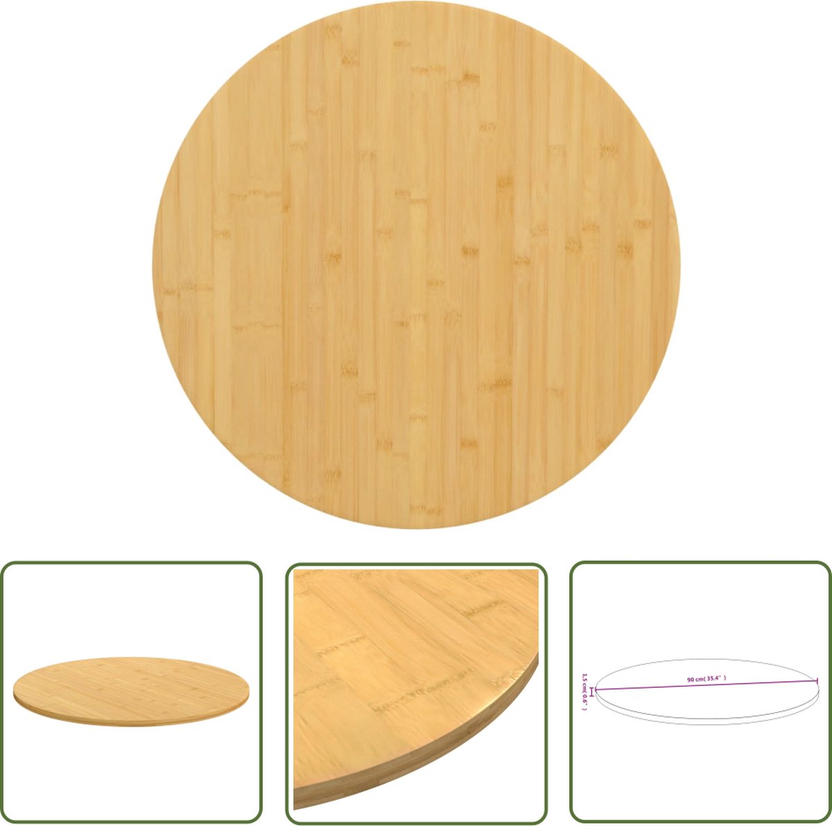 Dessus De Table En Bambou 40x80x1,5 Cm - Verni, Bords Arrondis, Pour Table Basse, Console, étagère Ou Projet DIY