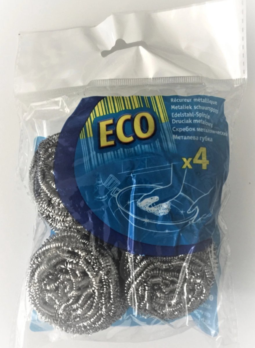Eco Schuurspons-Staalspons 3X4stuks
