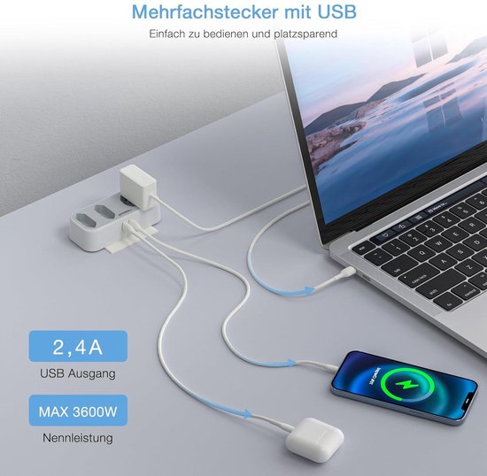 Stekkerdoos Platte Stekker Usb