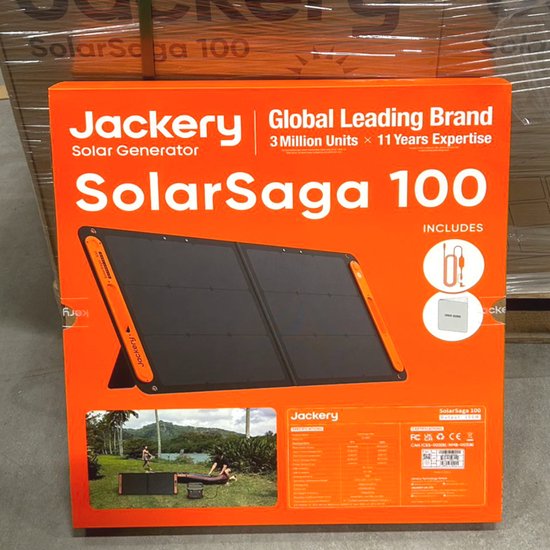 Jackery - Solarsaga 100 - Bifaciaal Draagbaar Zonnepaneel voor Explorer 240V2/500/1000V2 Krachtcentrale - Opvouwbare Zonnelader met USBC/A-uitgangen - voor Kamperen, Kuiten en Campers van Jackery — afbeelding 5