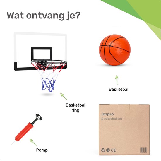 Mini-basketbalmand voor kinderen - binnenshuis basketbalset met 6 basketballen voor de