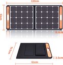 Afmetingen van Jackery SolarSaga 100 zonnepaneel: 122x53cm opengevouwen, 61x53.5cm opgevouwen. Dikte 0.5cm en 3.5cm.