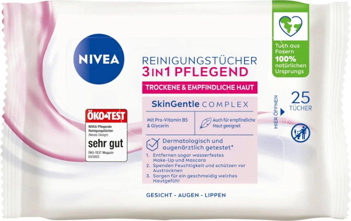 NIVEA Verzachtende Reinigingsdoekjes 3in1 25 Stuks