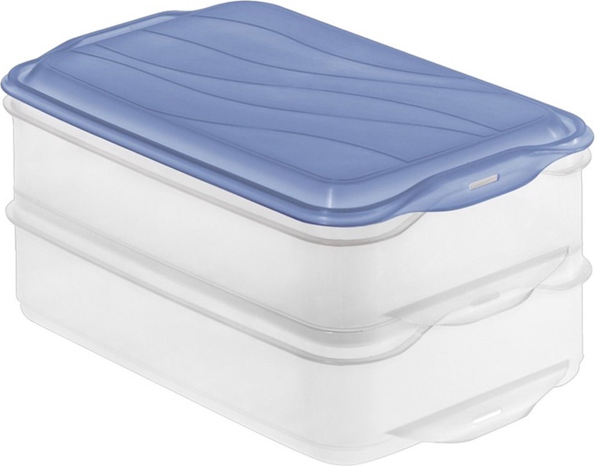 Rotho RONDO Vleeswarendoos 2x1.35L Horizon Blauw/Transparant