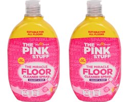 The Pink Stuff The Miracle Direct to Floor Cleaner Squirt & Mop 2 x 750 ml - formule à séchage rapide, sans eau, convient à tous les sols, parfum frais de rhubarbe
