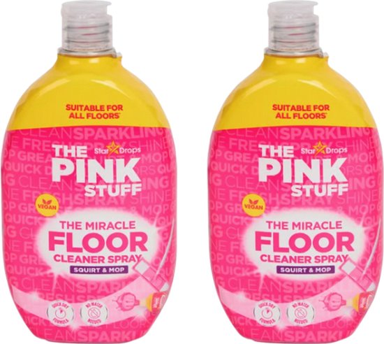 The Pink Stuff The Miracle Direct to Floor Cleaner Squirt & Mop 2 x 750 ml - sneldrogende formule, geen water nodig, geschikt voor alle vloeren, frisse rabarbergeur