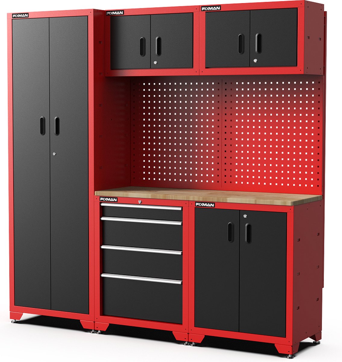 Feistos Gereedschapswand Hoog Juno 2- 46x198x198 cm - Zwart/Rood