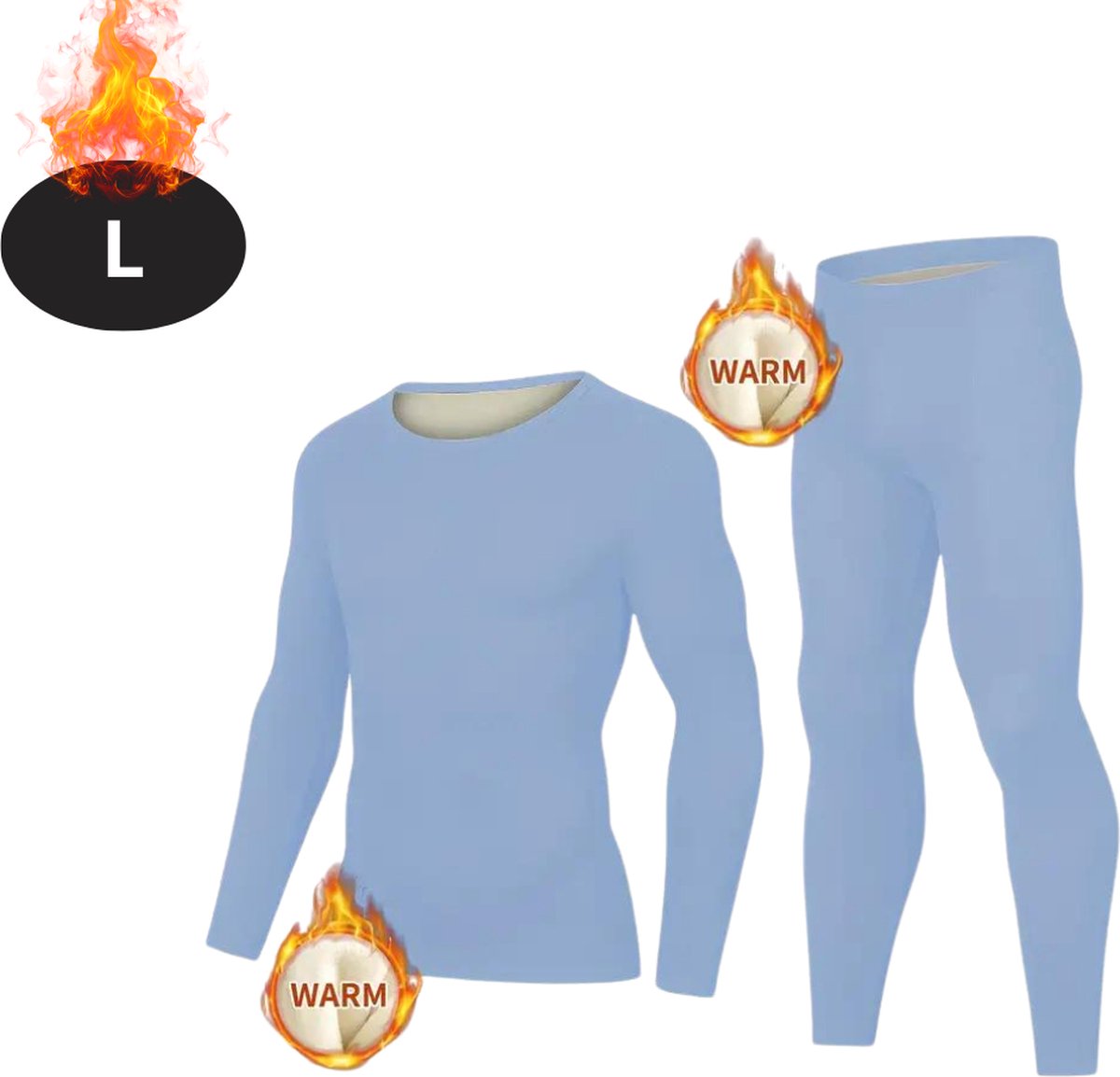 Livano Thermokleding Heren – Thermobroek – Thermoset – Thermolegging – Winter – Thermoshirt – Lichtblauw – L