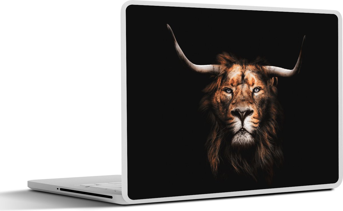 Laptop sticker - 14 inch - Leeuw - Zwart - Vacht - 32x5x23x5cm - Laptopstickers - Laptop skin - Cover