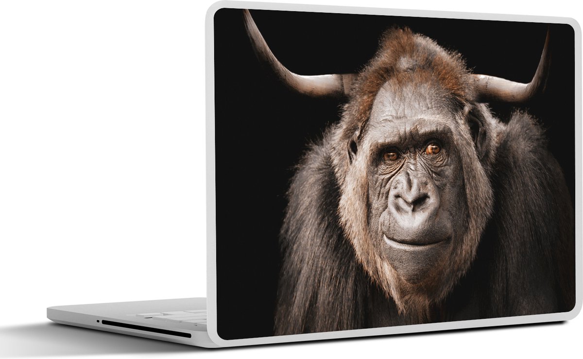 Laptop sticker - 10.1 inch - Gorilla - Zwart - Dier - 25x18cm - Laptopstickers - Laptop skin - Cover