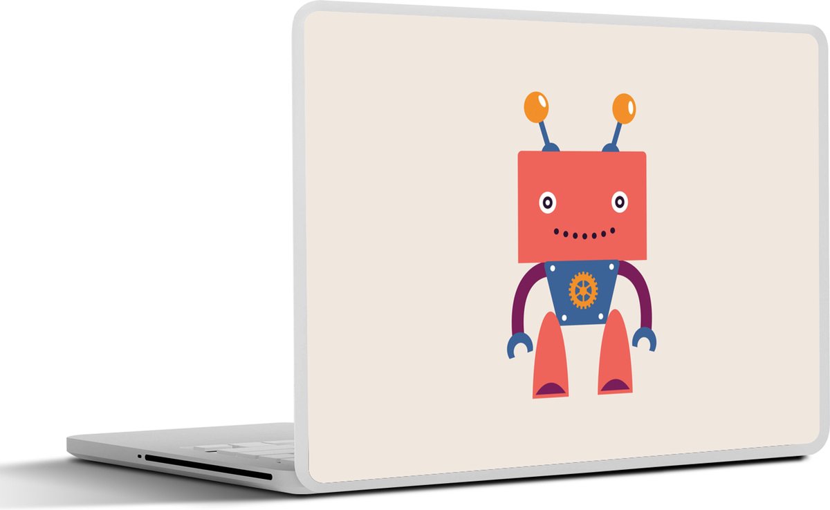 Laptop sticker - 11.6 inch - Robot - Tandwiel - Gezicht - Antenne - Kids - Jongetjes - 30x21cm - Laptopstickers - Laptop skin - Cover